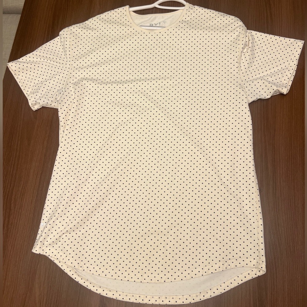 BYLT Drop-Cut LUX Tee – White Micro Dot Shirt Size XL